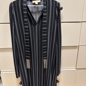 Michael Kors Black and Gray Long Sleeve Dress